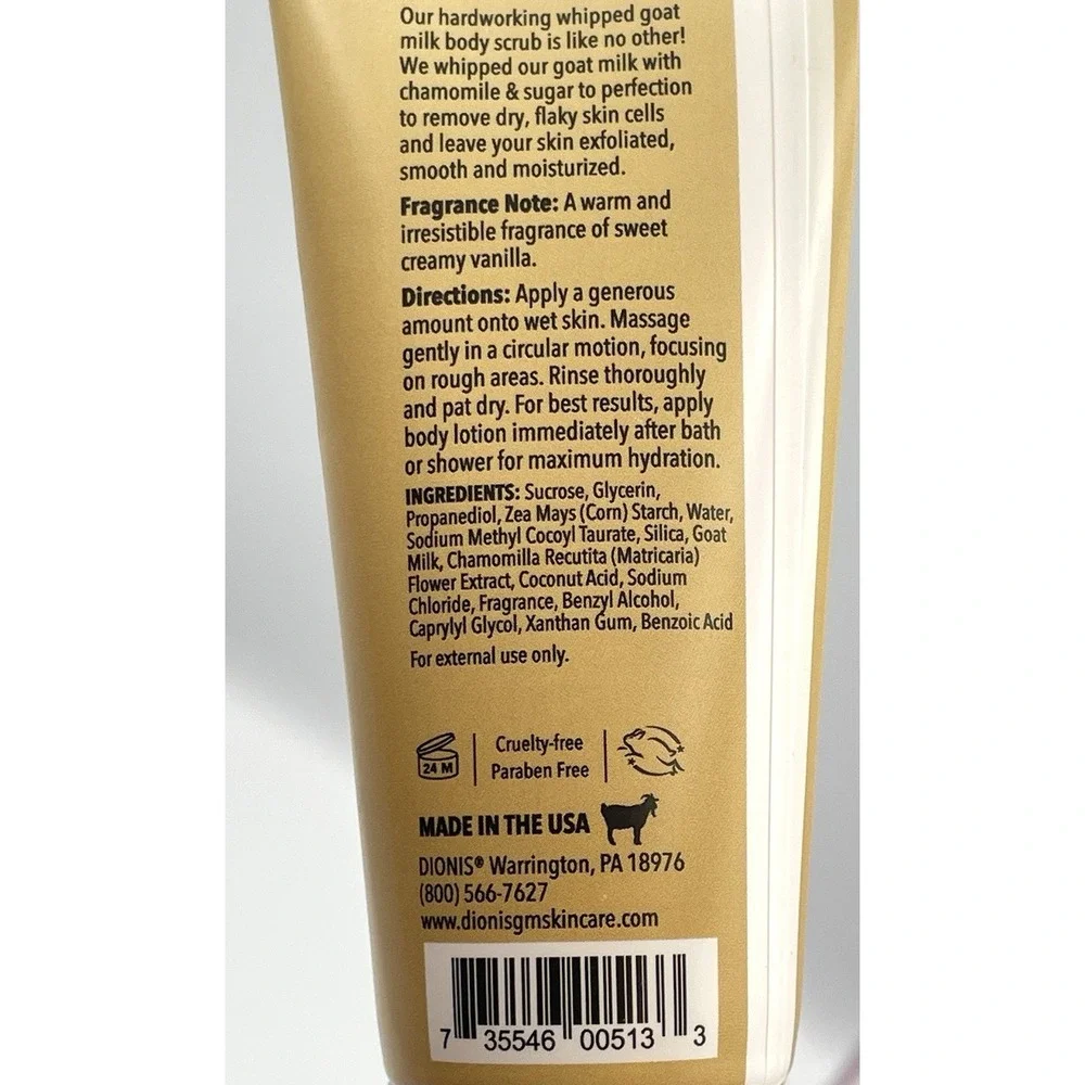 Dionis Goat Milk Whipped Body Scrub Set Of 3 Vanilla‎ Bean Lavender Blossom New